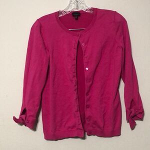 Talbots Women’s XS Extra Small Hot Pink Bow Sleeve Cotton Blend Cardigan